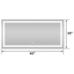 Wellfor Frameless LED Lighted Dimmable Bathroom Vanity Mirror With Defogger, 60"x28" -Laural Home Shop c441208e02f4dbb8 7338 w800 h800 b1 p0
