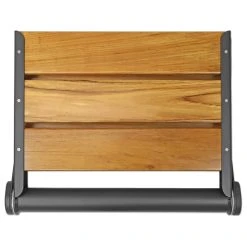 Crosslinks 18" ADA Compliant Folding Teak Wood Shower Bench Seat Medical Wall Mount Black -Laural Home Shop c46119de02101ede 9707 w800 h800 b1 p0