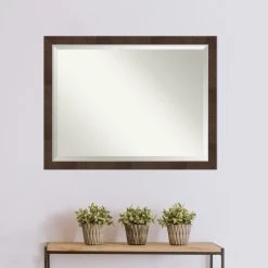 Amanti Art Wildwood Brown Narrow Beveled Bathroom Wall Mirror - 43.25 X 33.25 In. -Laural Home Shop c4e14a060ec6db6c 6868 w800 h800 b0 p0