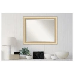 Amanti Art Elegant Brushed Honey Beveled Bathroom Wall Mirror - 32.75 X 26.75 In. -Laural Home Shop c4e1a4e00d1d1b17 5258 w800 h800 b1 p0