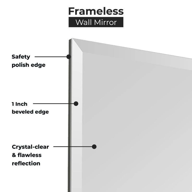 Fab Glass And Mirror Rectangle Frameless Wall Mirror For Bathroom, Gym, Yoga, Dance/Saloon, 30"x40" 6 Fab Glass And Mirror Rectangle Frameless Wall Mirror For Bathroom, Gym, Yoga, Dance/Saloon, 30"x40" - Image 4