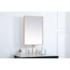 Elegant Furniture & Lighting Metal Mirror Medicine Cabinet 20"x28", Brass -Laural Home Shop c531f7100f576c45 3347 w800 h800 b0 p0