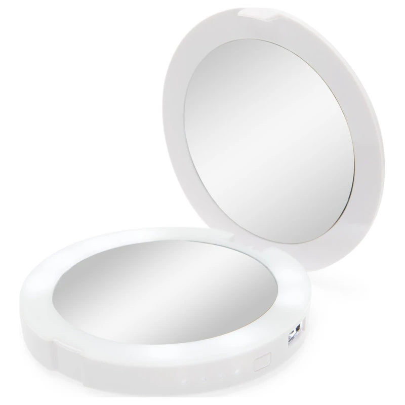 Impressions Vanity Company ChargeUp LED Compact Mirror & USB Power Bank, Compact Illuminated Mirror, White 3 Impressions Vanity Company ChargeUp LED Compact Mirror & USB Power Bank, Compact Illuminated Mirror, White