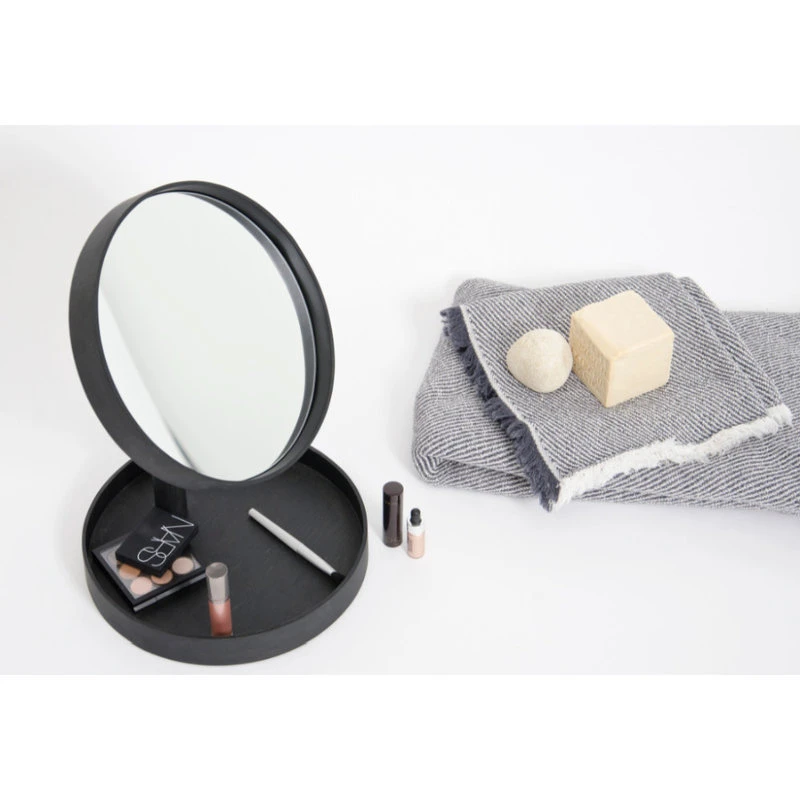 Coppice Oak Magnifying Vanity Mirror With Storage Tray | Wireworks Look, Dark Oak 7 Coppice Oak Magnifying Vanity Mirror With Storage Tray | Wireworks Look, Dark Oak - Image 5