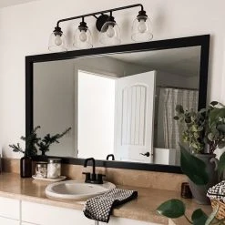 FrameMyMirror Meade Framed Wall Mirror, Black, 28"x48"