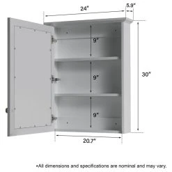 Wellfor Bathroom Solid Wood Medicine Cabinet With Silver Coated Mirror, 24"x30", Titainum Grey -Laural Home Shop c5e178dd03510a9e 6961 w800 h800 b1 p0