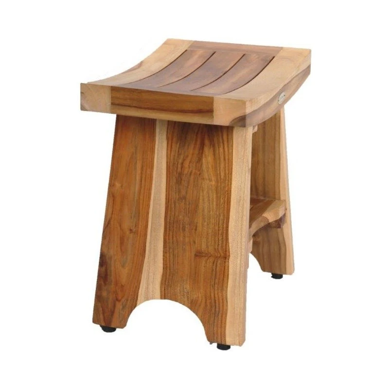 EcoDecors EarthyTeak Serenity Eastern Style Shower Bench, 18", With Shelf 4 EcoDecors EarthyTeak Serenity Eastern Style Shower Bench, 18", With Shelf - Image 2