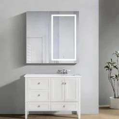 Krugg Reflections USA 42x42 Recessed Or Surface Mount Medicine Cabinet 8 Shelves, LED, Right -Laural Home Shop c651bb34014e1f75 4344 w800 h800 b0 p0