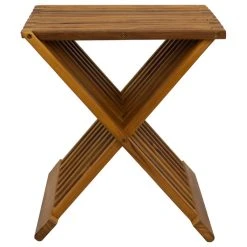 Nordic Style Oiled Teak Folding Stool With Horizontal Slats -Laural Home Shop c681507000fb1bec 4160 w800 h800 b1 p0
