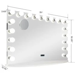 Impressions Vanity Company Hollywood Premiere Pro Max Vanity Mirror With Bluetooth, White -Laural Home Shop c6b1296301df2846 3966 w800 h800 b1 p0