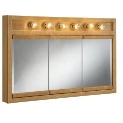 Design House Richland 6-Light Tri-View Wall Cabinet, 48", Nutmeg Oak