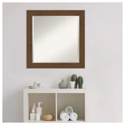 Amanti Art Carlisle Brown Beveled Wood Bathroom Wall Mirror - 24 X 24 In. -Laural Home Shop c7c1cf690fcfd2ac 6061 w800 h800 b1 p0