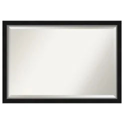 Amanti Art Eva Black Silver Narrow Beveled Bathroom Wall Mirror - 39 X 27 In.