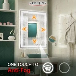 Keonjinn 3-Colors LED Bathroom Mirror, Anti-Fog Memory Dimmable, Sliver, 36x28 -Laural Home Shop c801d218030e23f0 3695 w800 h800 b0 p0