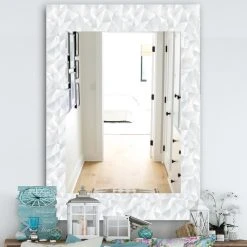 Designart Abstract White Geometric Pattern Midcentury Frameless Vanity Mirror, 2 -Laural Home Shop c841fbb403360306 4880 w800 h800 b0 p0