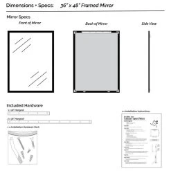 FrameMyMirror Ellis Framed Wall Mirror, White, 36"x48" -Laural Home Shop c891d07903ebb3f7 1726 w800 h800 b1 p0