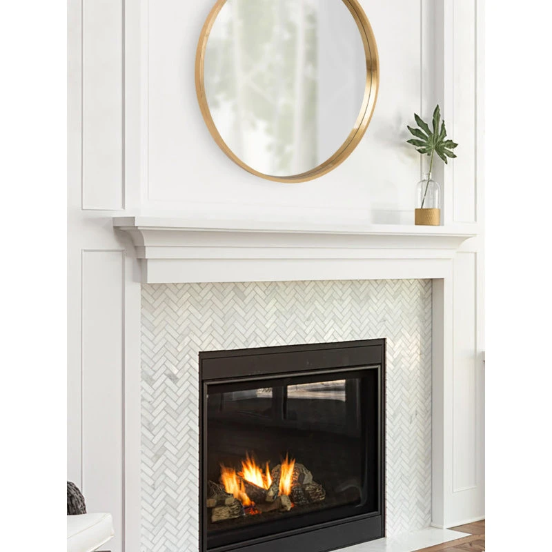 Uniek Travis Round Wood Accent Wall Mirror , Gold 31.5 Diameter 6 Uniek Travis Round Wood Accent Wall Mirror , Gold 31.5 Diameter - Image 4