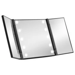 Impressions Vanity Company Nova Wireless LED Trifold Compact Mirror, Built-In LED, Black