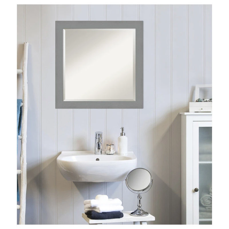 Amanti Art Brushed Nickel Beveled Bathroom Wall Mirror - 23.5 X 23.5 In. 7 Amanti Art Brushed Nickel Beveled Bathroom Wall Mirror - 23.5 X 23.5 In. - Image 5