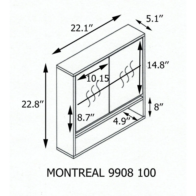 EVIDECO Wall Mounted Mirrored Medicine Cabinet Miami White 2 Doors 1 Shelf 4 EVIDECO Wall Mounted Mirrored Medicine Cabinet Miami White 2 Doors 1 Shelf - Image 2