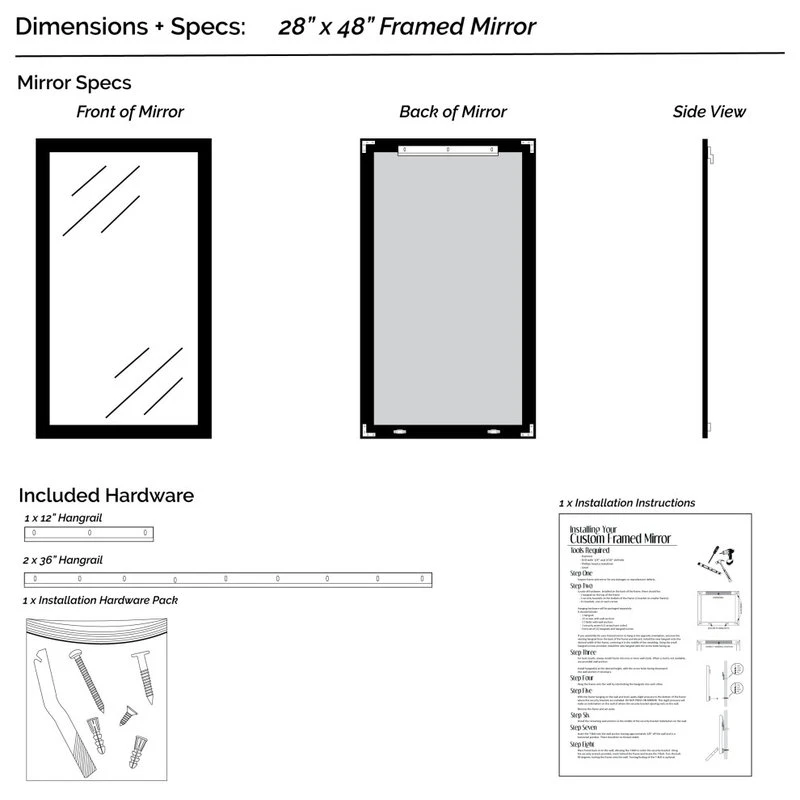 FrameMyMirror Meade Framed Wall Mirror, Black, 28"x48" 18 FrameMyMirror Meade Framed Wall Mirror, Black, 28"x48" - Image 16