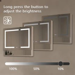 Modland Modern LED Mirror Medicine Cabinet With 3-Touch Switches, Aluminum Natural Color Oxidation -Laural Home Shop cbb10fa4039447cd 9083 w800 h800 b0 p0