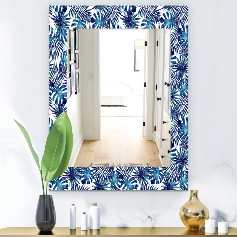 Designart Tropical Mood Blue 3 Bohemian And Eclectic Frameless Vanity Mirror, 28 4 Designart Tropical Mood Blue 3 Bohemian And Eclectic Frameless Vanity Mirror, 28 - Image 2