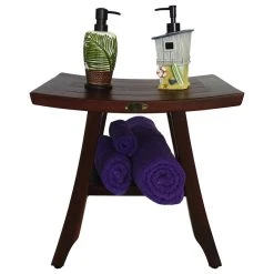 DecoTeak Satori 18" Eastern Styled Teak Shower Bench With Shelf -Laural Home Shop cbd12b810a2ed368 8239 w800 h800 b1 p0
