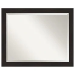 Amanti Art Furniture Espresso Narrow Beveled Bathroom Wall Mirror - 31.5 X 25.5 In.