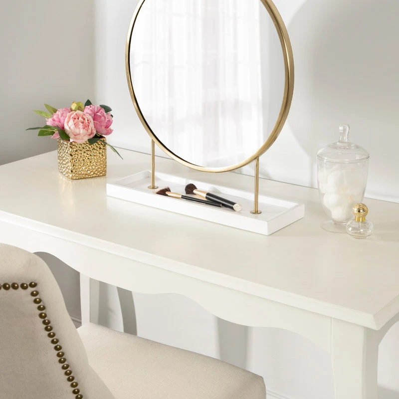 Uniek Maxfield Round Tabletop Mirror, White, 18x22 9 Uniek Maxfield Round Tabletop Mirror, White, 18x22 - Image 7