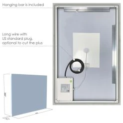 Altair Cassano Rectangle Frameless Modern Bathroom/Vanity LED Lighted Wall Mirror, 40" -Laural Home Shop ce21a27602860f2e 8093 w800 h800 b1 p0