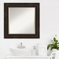 Amanti Art Stately Bronze Framed Beveled Bathroom Vanity Wall Mirror, 26.25x26.25" 11 Amanti Art Stately Bronze Framed Beveled Bathroom Vanity Wall Mirror, 26.25x26.25" -Laural Home Shop cee137f6034463eb 5167 w800 h800 b0 p0