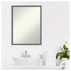 Amanti Art Dixie Blue Grey Rustic Narrow Non-Beveled Wood Bathroom Mirror - 19 X 25 In. -Laural Home Shop cee14fa802bddddf 6148 w800 h800 b1 p0