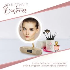 Impressions Vanity Company Melody 9-Inch Round Duotone Makeup Mirror With Bluetooth Speakers, Rose Gold -Laural Home Shop cef152500409dd01 6104 w800 h800 b0 p0