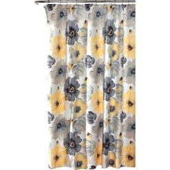 Lush Décor Leah Shower Curtain Yellow/ Gray 72x72