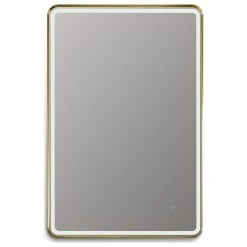 Altair Viaggi Rectangle Framed Bathroom/Vanity LED Wall Mirror, Brushed Gold, 24"
