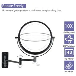 JimsMaison 8 Inch Double-Sided Framed Wall Mounted 10X LED Magnifying Bathroom Mirror, Blac -Laural Home Shop d0e1d3d502fdf494 7655 w800 h800 b1 p0