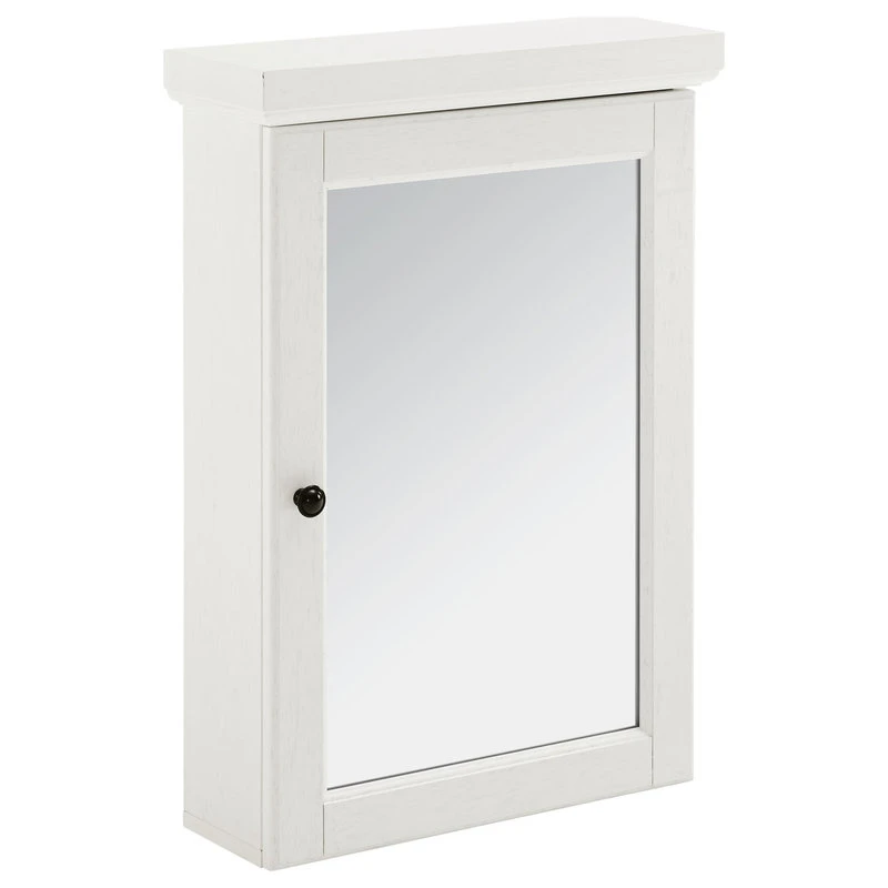Crosley Seaside Mirrored Wall Cabinet Distressed White 3 Crosley Seaside Mirrored Wall Cabinet Distressed White