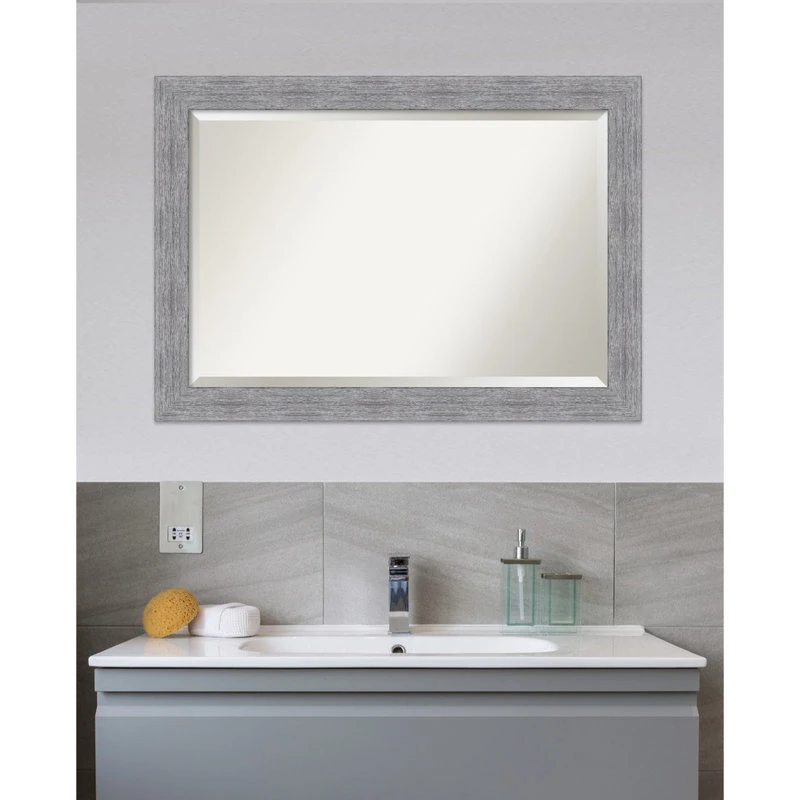 Amanti Art Bark Rustic Grey Beveled Bathroom Wall Mirror - 41 X 29 In. 7 Amanti Art Bark Rustic Grey Beveled Bathroom Wall Mirror - 41 X 29 In. - Image 5