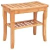 Costway Shower Seat Bench Bathroom Spa Bath Organizer Stool With Storage Shelf