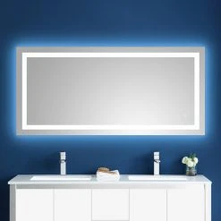 Ove Decors Pria LED 60 X 28 In. Mirror In White And Aluminum Finish -Laural Home Shop d211d2ac01e8645b 3617 w800 h800 b0 p0