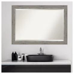 Amanti Art Regis Barnwood Grey Beveled Wood Bathroom Wall Mirror - 40.5 X 28.5 In. -Laural Home Shop d2312dda0fcfd2cc 6785 w800 h800 b1 p0