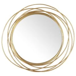 Mirrorize Canada 20" DIA Round Wall Mirror Gold Modern Metal Circle Wire Rings Accent Wall Decor