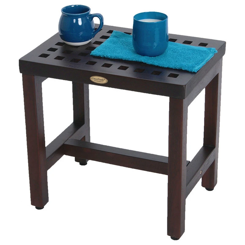 DecoTeak 18" Espalier Lattice Pattern Teak Shower Bench, Without Lift Aid Arms 7 DecoTeak 18" Espalier Lattice Pattern Teak Shower Bench, Without Lift Aid Arms - Image 5