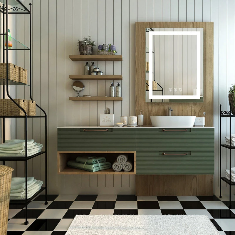 Kiva Rhyme LED Backlit Mirror With Anti-Fog Function, 28"x36"-3 Button 4 Kiva Rhyme LED Backlit Mirror With Anti-Fog Function, 28"x36"-3 Button - Image 2