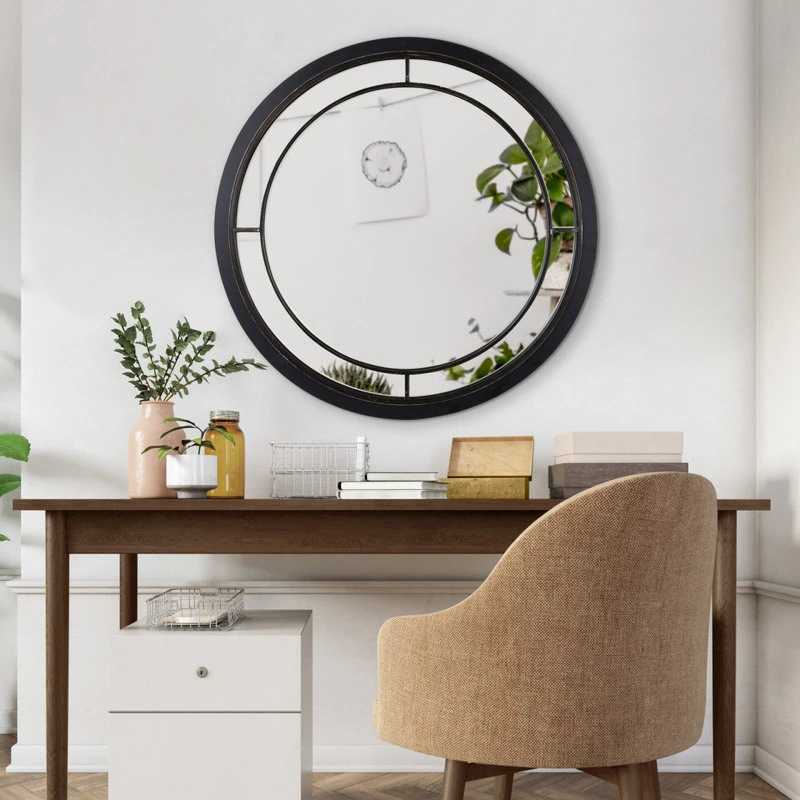 Uniek Audubon Round Framed Wall Mirror, Black, 28 Diameter 6 Uniek Audubon Round Framed Wall Mirror, Black, 28 Diameter - Image 4