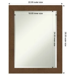 Amanti Art Carlisle Brown Beveled Wood Bathroom Wall Mirror - 22 X 28 In. -Laural Home Shop d39117180fcfd29b 6128 w800 h800 b1 p0