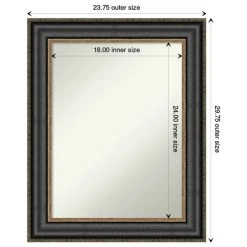 Amanti Art Thomas Black Bronze Non-Beveled Bathroom Wall Mirror - 23.75 X 29.75 In. -Laural Home Shop d3c1ae3802bddde4 6143 w800 h800 b1 p0