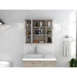 Tuhome Furniture Tuhome Milan Mirrored Ash Finish Engineered Wood Medicine Cabinet With Shelves -Laural Home Shop d441165a001cdb8b 4849 w800 h800 b0 p0