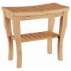 Lavish Home Natural Bamboo Shower Bench With Storage Shelf
